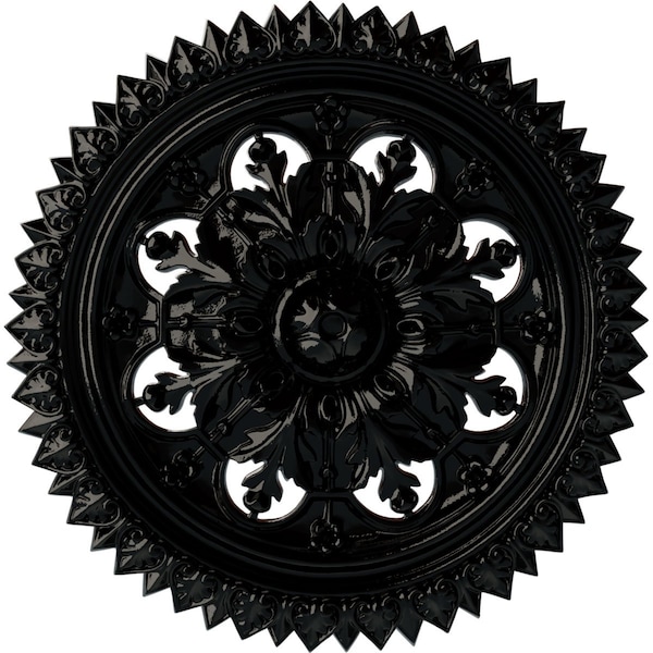 Ekena Millwork York Ceiling Medallion (Fits Canopies up to 3 5/8"), Hand-Painted Black Pearl, 21 5/8"OD x 2 1/2"P CM21YOBPS - main